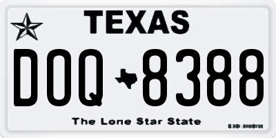 TX license plate DOQ8388