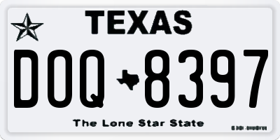 TX license plate DOQ8397