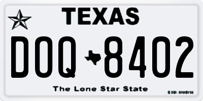TX license plate DOQ8402