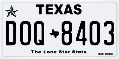 TX license plate DOQ8403