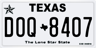 TX license plate DOQ8407