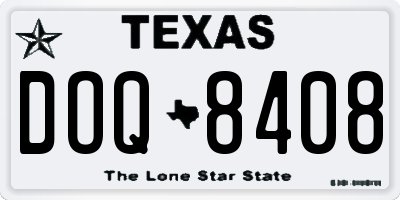 TX license plate DOQ8408