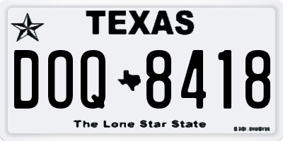 TX license plate DOQ8418