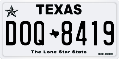 TX license plate DOQ8419