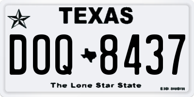 TX license plate DOQ8437