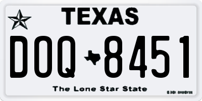 TX license plate DOQ8451