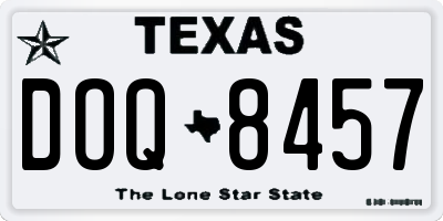 TX license plate DOQ8457