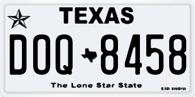 TX license plate DOQ8458