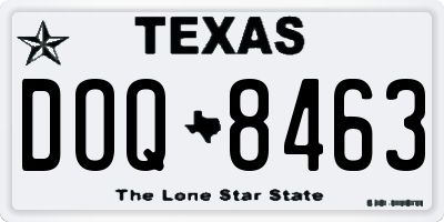 TX license plate DOQ8463