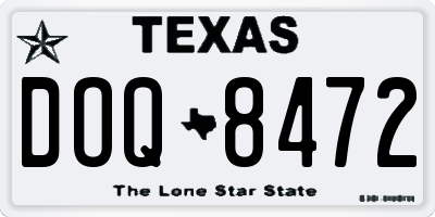TX license plate DOQ8472