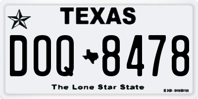TX license plate DOQ8478