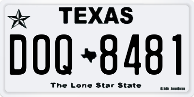 TX license plate DOQ8481
