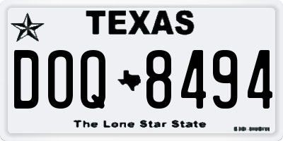 TX license plate DOQ8494