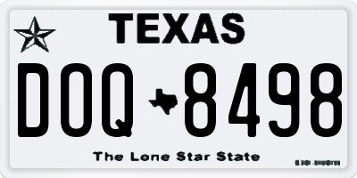 TX license plate DOQ8498
