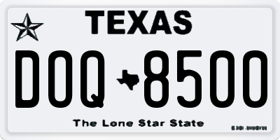 TX license plate DOQ8500