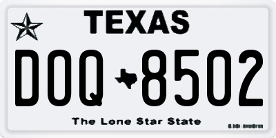 TX license plate DOQ8502