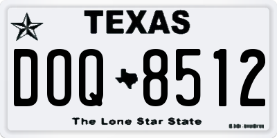 TX license plate DOQ8512