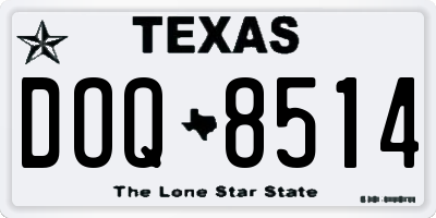 TX license plate DOQ8514