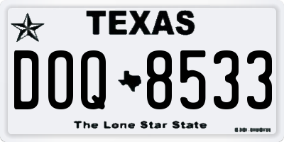 TX license plate DOQ8533
