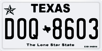 TX license plate DOQ8603