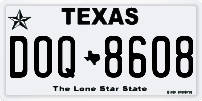 TX license plate DOQ8608