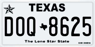 TX license plate DOQ8625