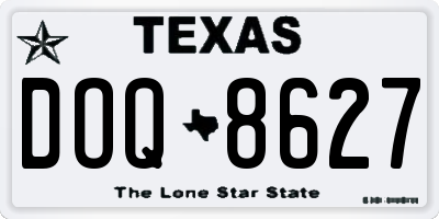 TX license plate DOQ8627