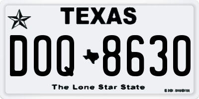 TX license plate DOQ8630