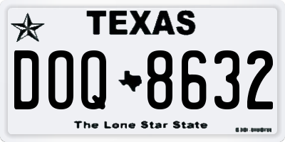 TX license plate DOQ8632