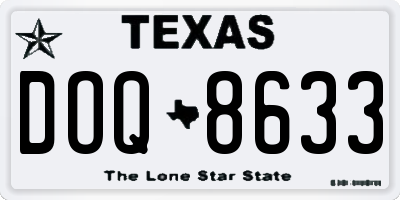 TX license plate DOQ8633