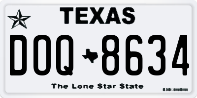 TX license plate DOQ8634