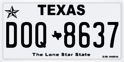 TX license plate DOQ8637