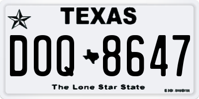 TX license plate DOQ8647