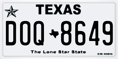 TX license plate DOQ8649