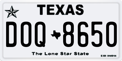 TX license plate DOQ8650