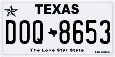 TX license plate DOQ8653
