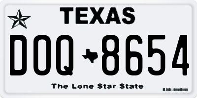 TX license plate DOQ8654