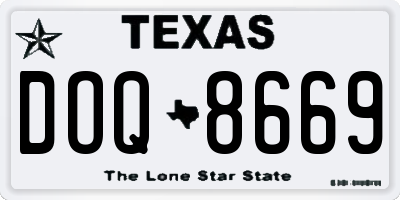 TX license plate DOQ8669
