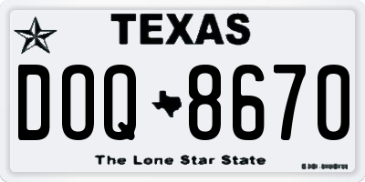 TX license plate DOQ8670