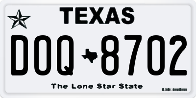 TX license plate DOQ8702