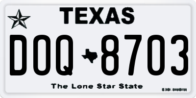TX license plate DOQ8703