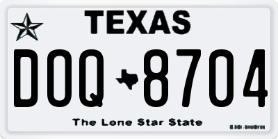 TX license plate DOQ8704