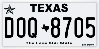 TX license plate DOQ8705