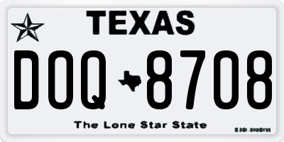 TX license plate DOQ8708