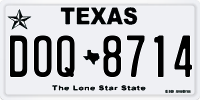 TX license plate DOQ8714