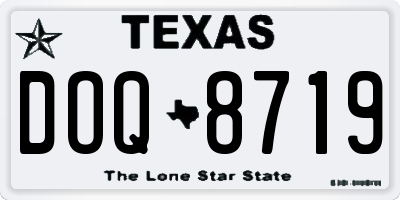 TX license plate DOQ8719