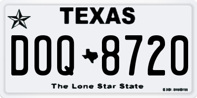 TX license plate DOQ8720