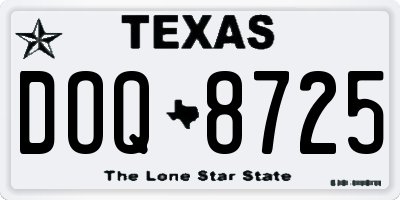 TX license plate DOQ8725