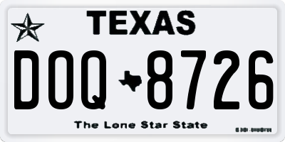 TX license plate DOQ8726