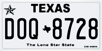 TX license plate DOQ8728